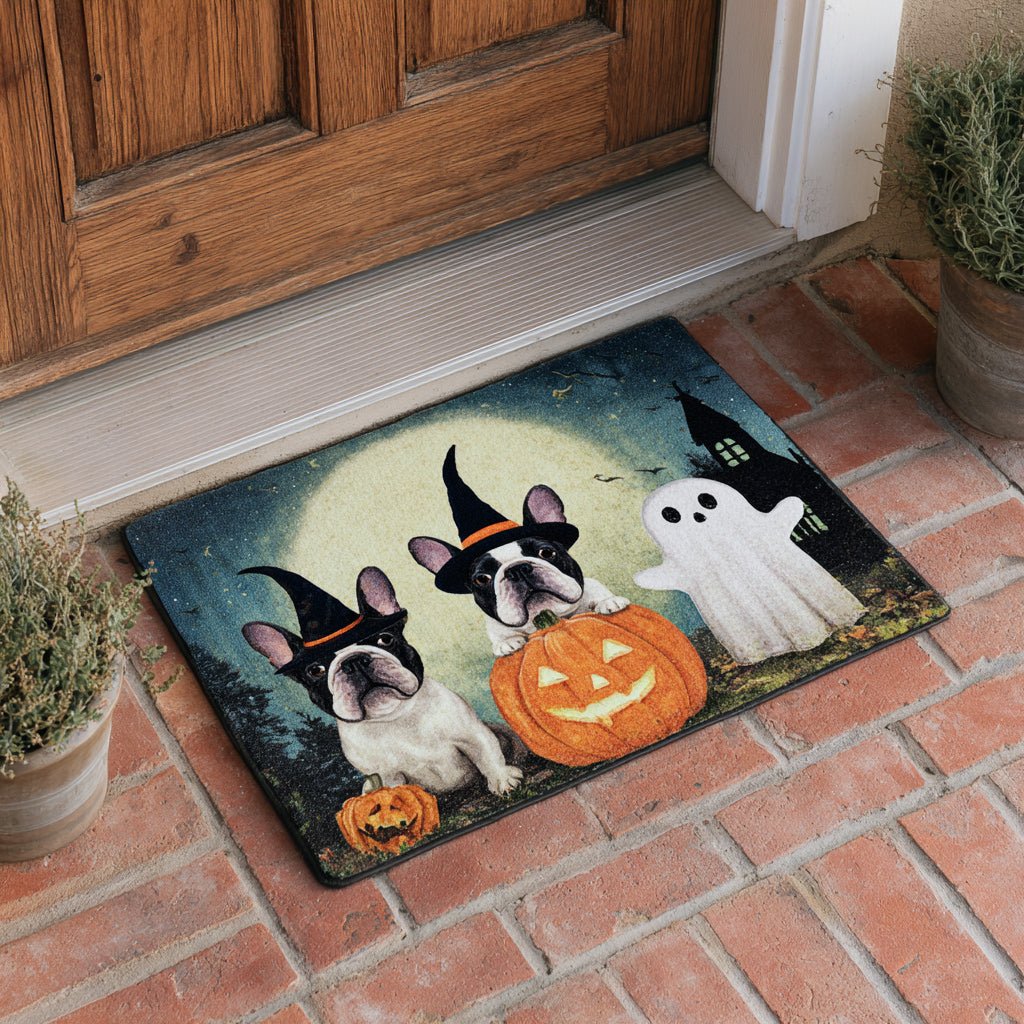 Spooky French Bulldog Doormat - Seasonal Holiday Design | Printed Welcome Doormat