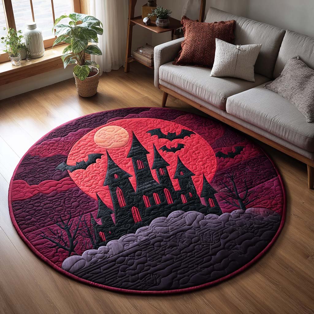 Spooky Glow Halloween Round Mat Rug - washable non-slip printed rug