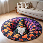 Spooky Gnome Halloween Round Mat Rug - washable non-slip printed rug