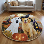 Spooky Golden Retriever Halloween Round Mat Rug - washable non-slip printed rug