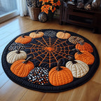 Spooky Harvest Halloween Round Mat Rug - washable non-slip printed rug