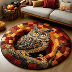 Spooky Owl Halloween Round Mat Rug - washable non-slip printed rug