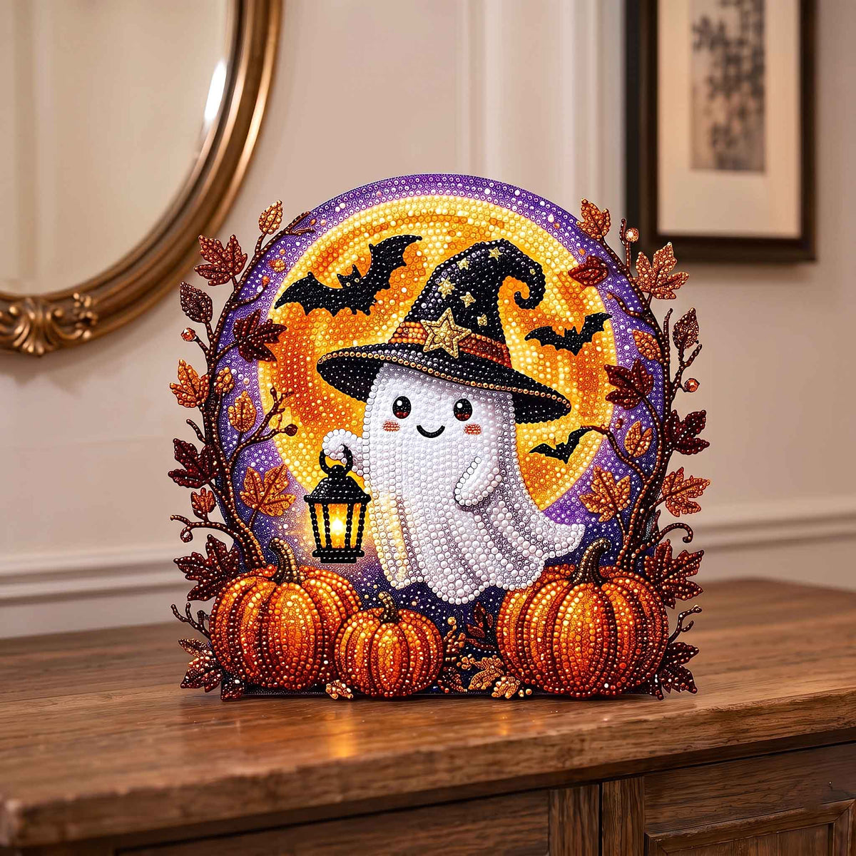 Spooky Pearl Glow wooden block, laser-cut 3-layer wood