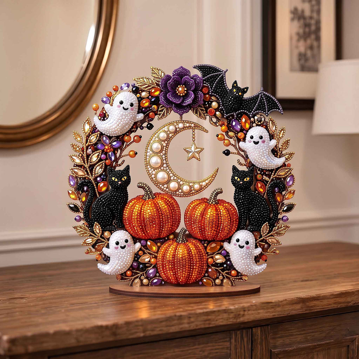 Spooky Pearl Glow wooden block, laser-cut 3-layer wood
