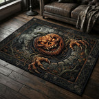Spooky Pumpkin area rug in a living room