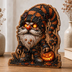 Spooky Pumpkin Gnome wooden block, laser-cut 3-layer wood