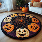 Spooky Pumpkin Halloween Round Mat Rug - washable non-slip printed rug