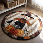 Spooky Scarecrow Halloween Round Mat Rug - washable non-slip printed rug