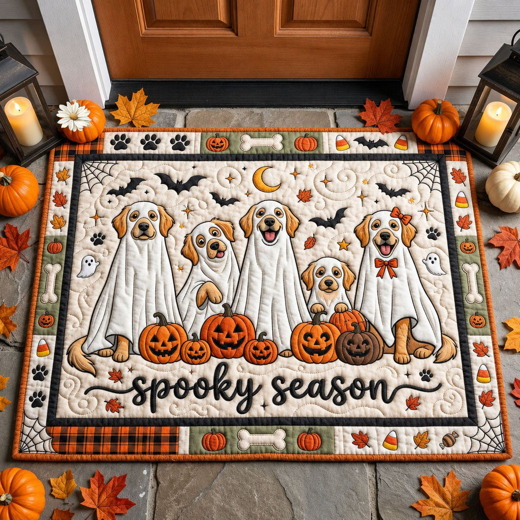 Spooky Season Golden Retriever Doormat - Seasonal Holiday Design | Printed Welcome Doormat
