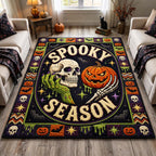 Spooky Season Skull area rug in a living room