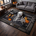 Spooky Skeleton area rug in a living room