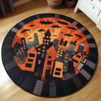 Spooky Town Halloween Round Mat Rug - washable non-slip printed rug