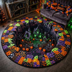 Spooky Village Halloween Round Mat Rug - washable non-slip printed rug