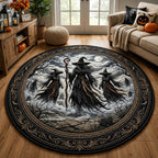 Spooky Witch Halloween Round Mat Rug - washable non-slip printed rug