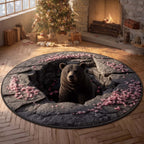 Spring Bear Round Mat Rug - Cute Pet Design | Animal Printed Home Decor