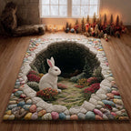 Spring Bunny Hollow area rug in a living room