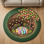 Spring Bunny Hollow Quilted Round mat Round Mat Rug - washable non-slip printed rug