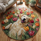Spring Delight Round Mat Rug - washable non-slip printed rug