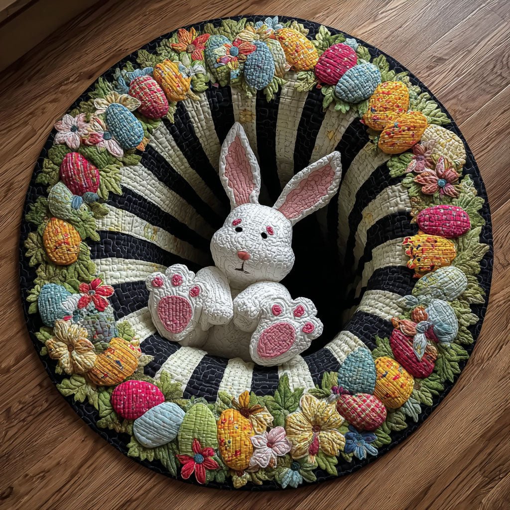 Spring Egg Meadow Round Mat Rug - washable non-slip printed rug