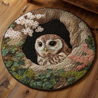 Spring Forest Owl Round Mat Rug - Cute Pet Design | Animal Printed Home Decor