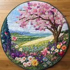 Spring Harmony Round Mat Rug - washable non-slip printed rug