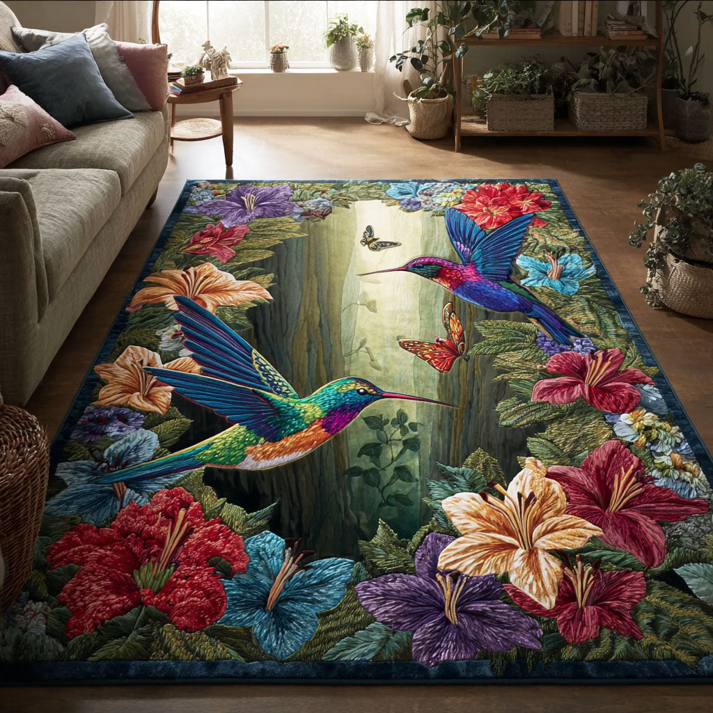 Spring Hover area rug in a living room
