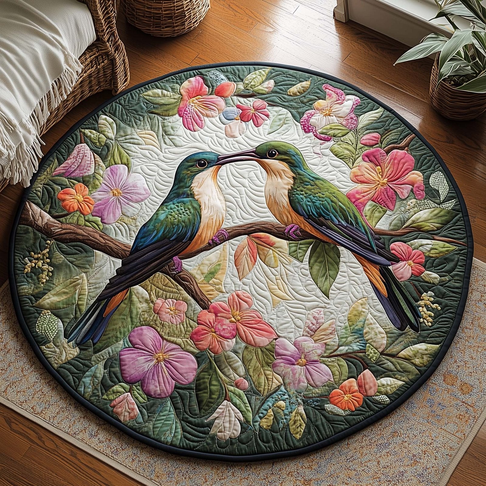 Spring Hummingbird Round Mat Rug - Nature Design | Serene Home Decor