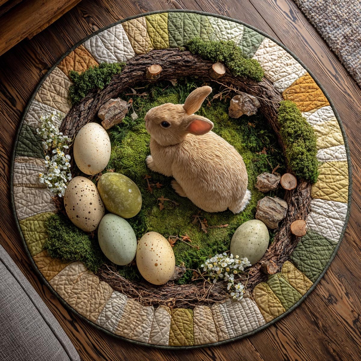 Spring Nest Round Mat Rug - washable non-slip printed rug