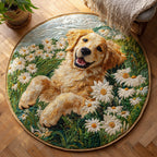 Spring Smile Round Mat Rug - washable non-slip printed rug