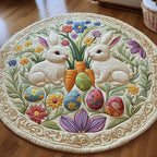 Springtime Bunny Duo Round Mat Rug - Nature Design | Serene Home Decor