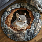 Squirrel Haven Round Mat Rug - washable non-slip printed rug