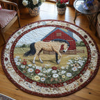 Stable Dreams Round Mat Rug - washable non-slip printed rug