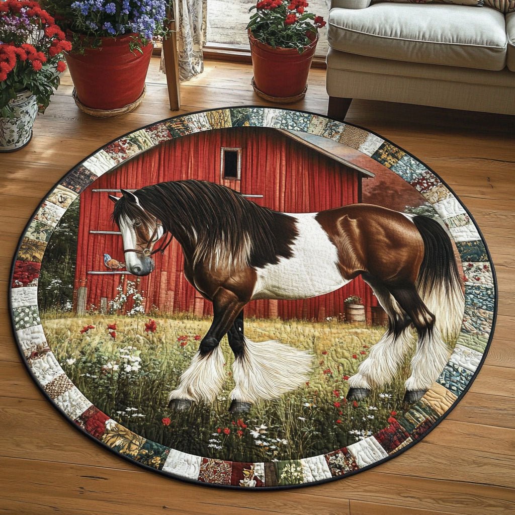 Stable Serenity Round Mat Rug - washable non-slip printed rug