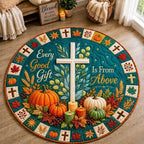 Stained Faith Round Mat Rug - Nature Design | Serene Home Decor - washable non-slip printed rug
