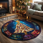Stained Glass Tree Round Mat Rug - washable non-slip printed rug