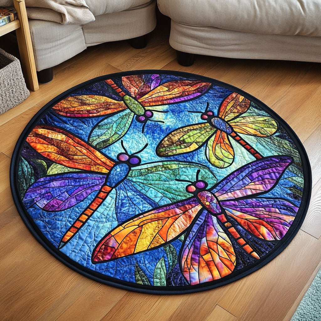Stained Light Round Mat Rug - washable non-slip printed rug