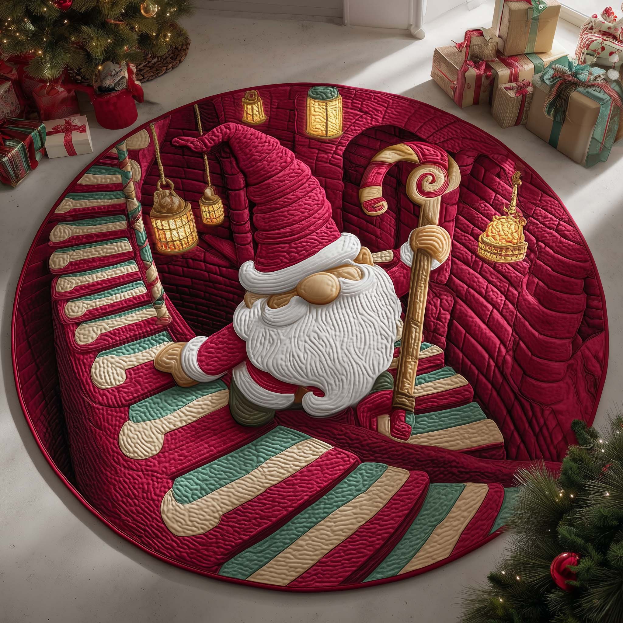 Stairway Gnome Round Mat Rug