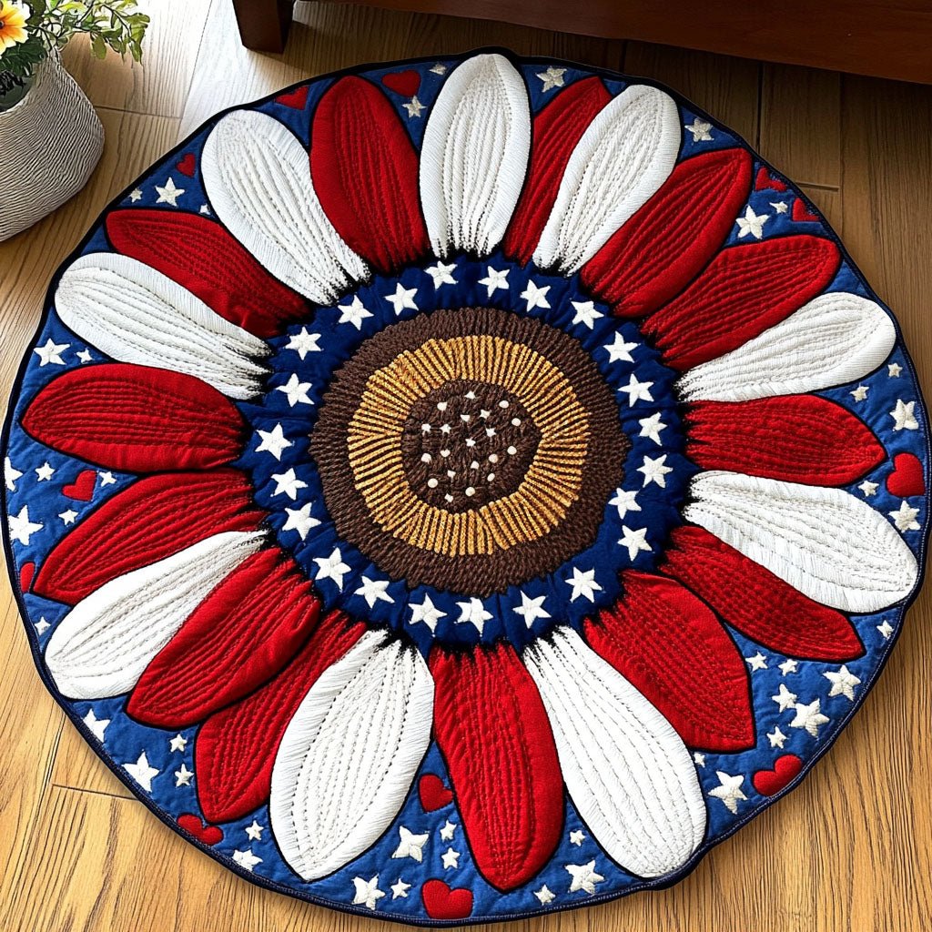 Star Center Bloom Round Mat Rug - washable non-slip printed rug