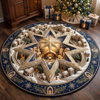 Star Nativity Round Mat Rug - Nature Design | Serene Home Decor - washable non-slip printed rug