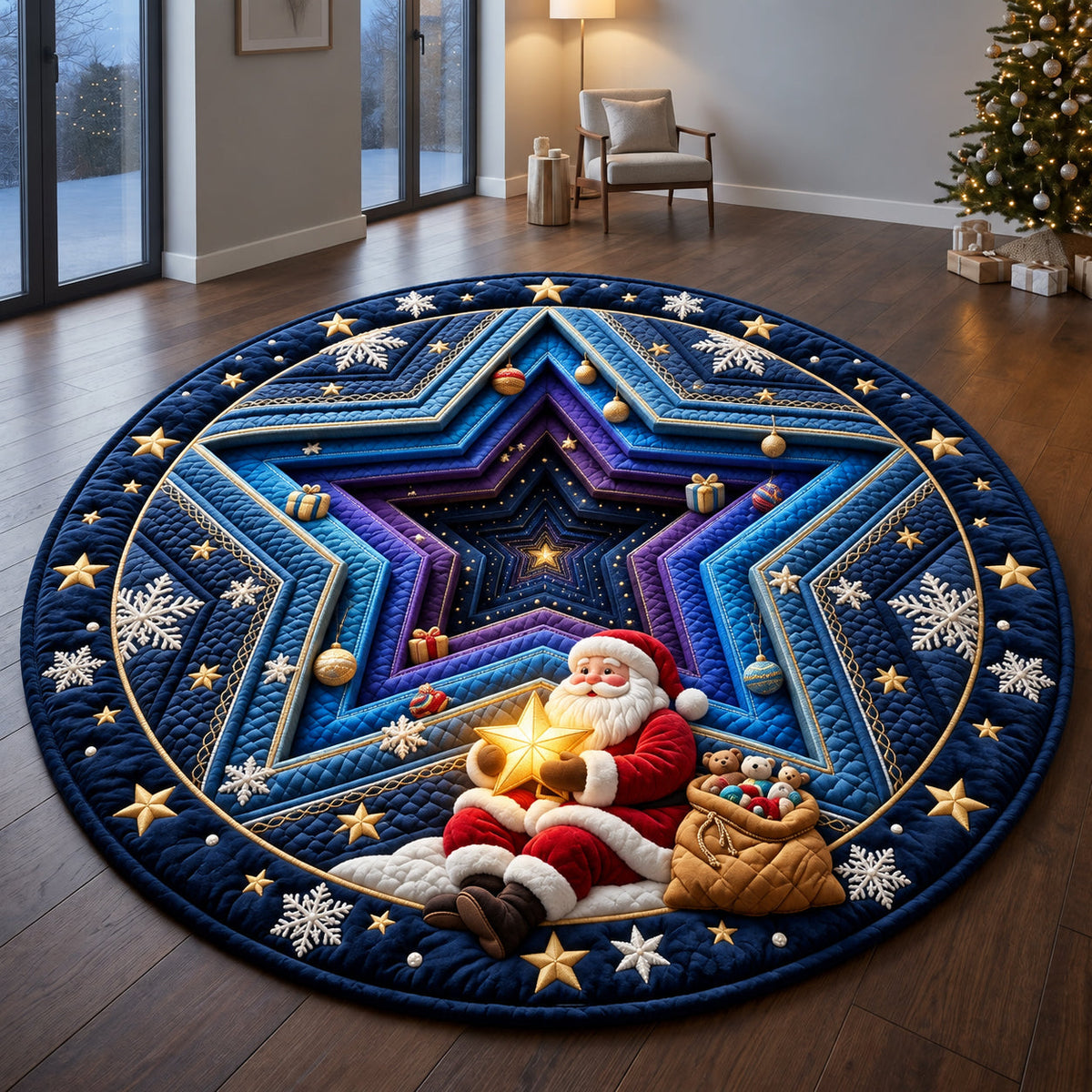 Star Tunnel Round Mat Rug - Nature Design | Serene Home Decor - washable non-slip printed rug
