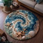 Starfish Flow Round Mat Rug - washable non-slip printed rug