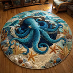 Starfish Guardian Round Mat Rug - washable non-slip printed rug