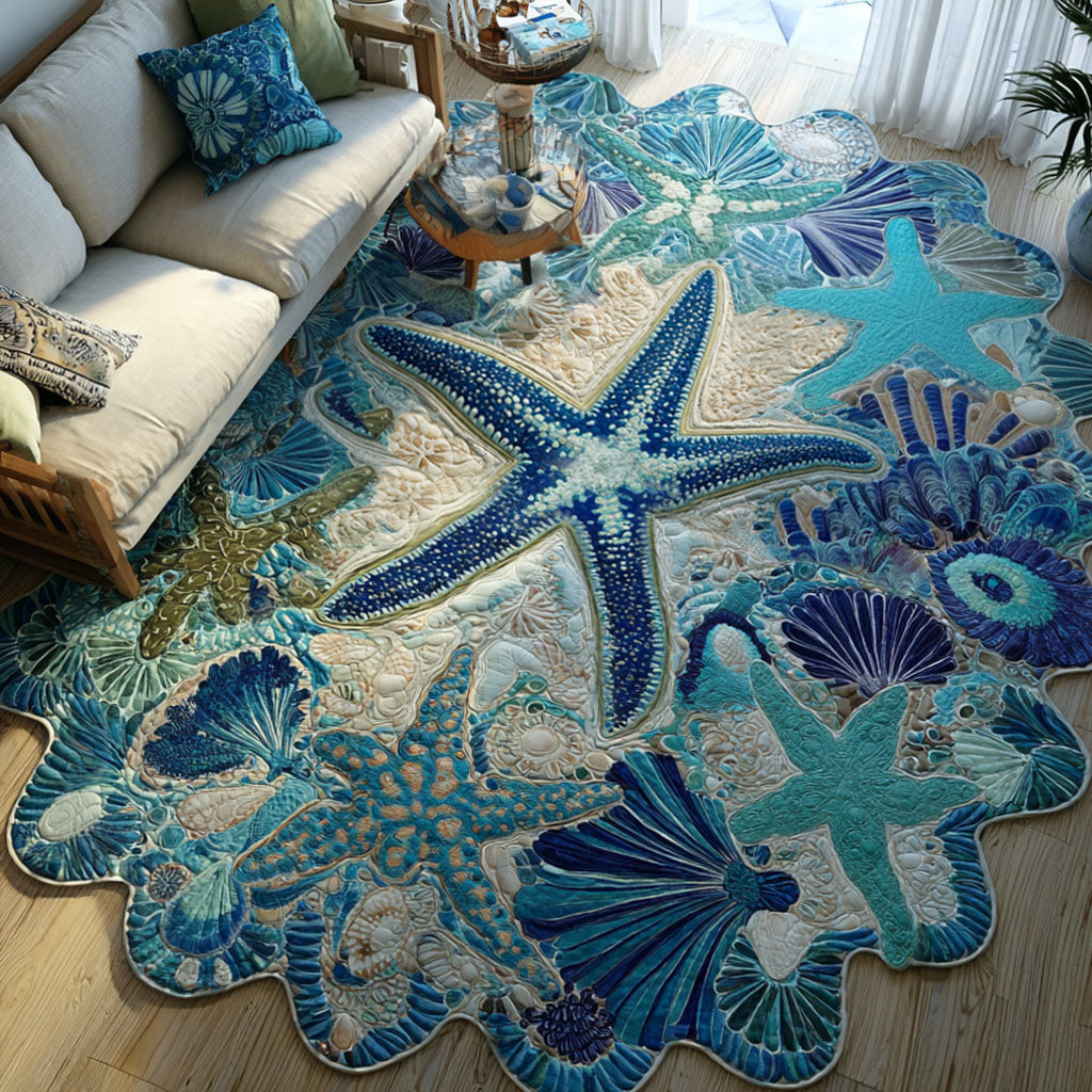 Starfish Paradise Custom Shape Area Rug - Cute Animal Design | Die-Cut Non-Slip Rug - washable non-slip printed rug