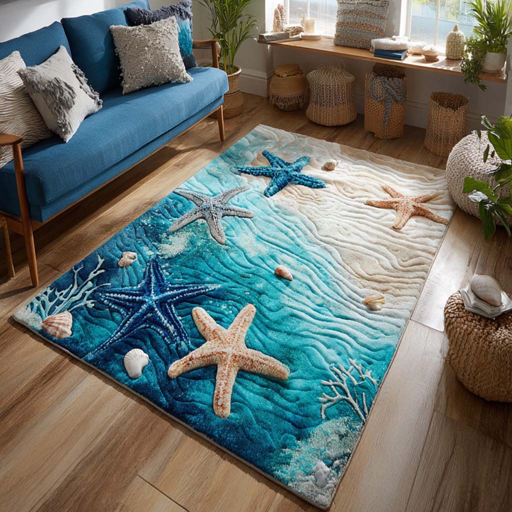 Starfish Shore area rug in a living room