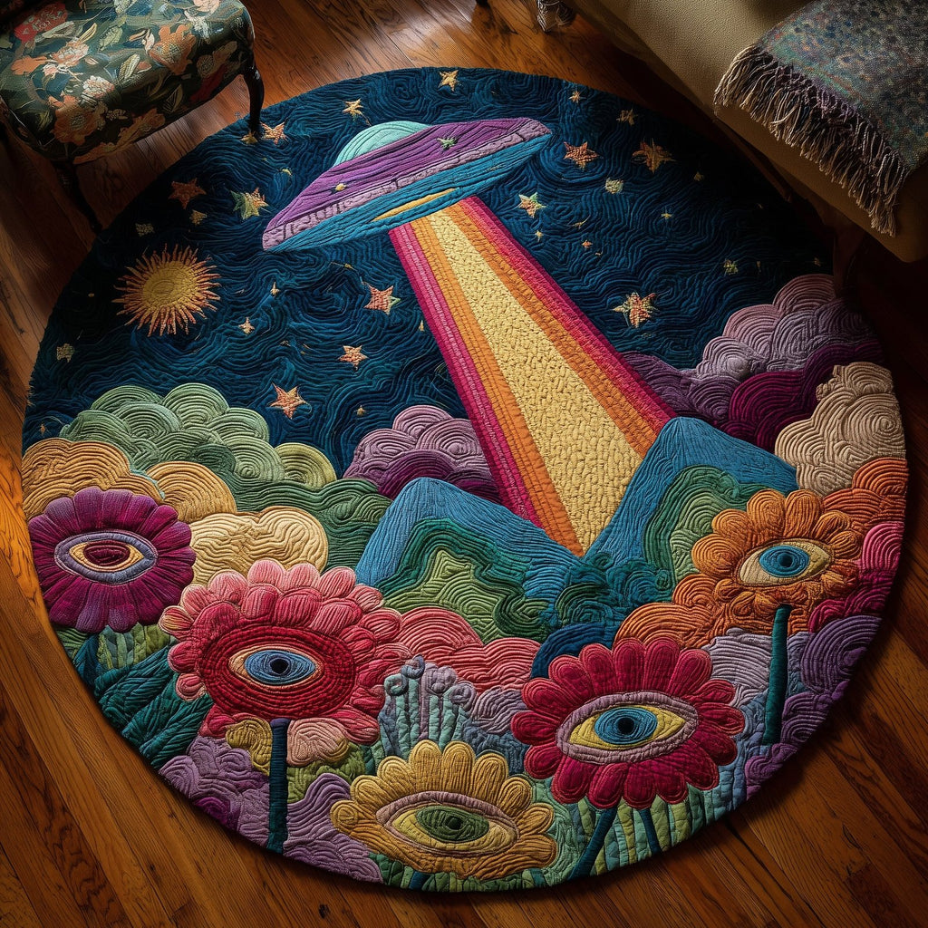 Starlight Flower Portal Round Mat Rug - Nature Design | Serene Home Decor