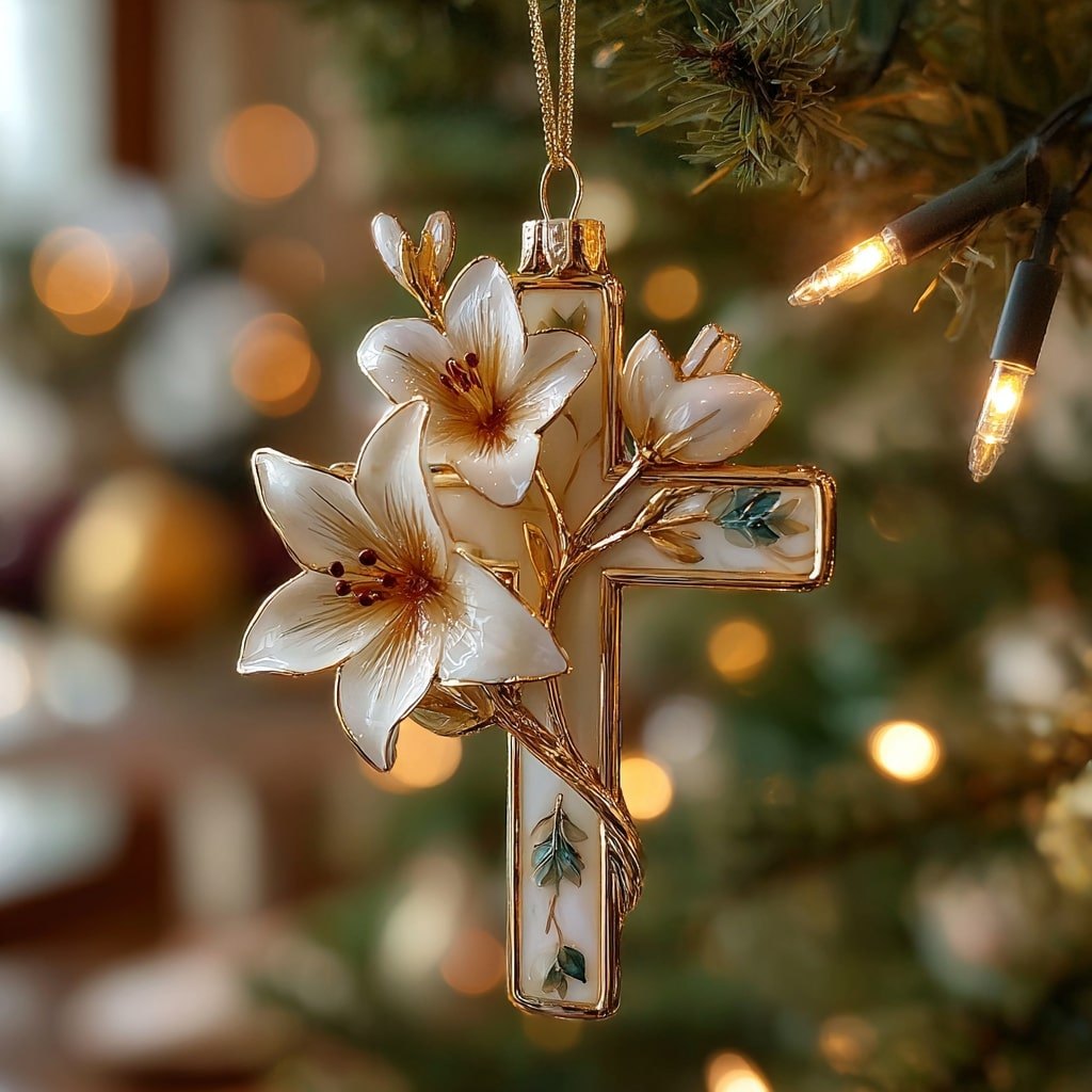 Starlit Cross Christmas Ornament