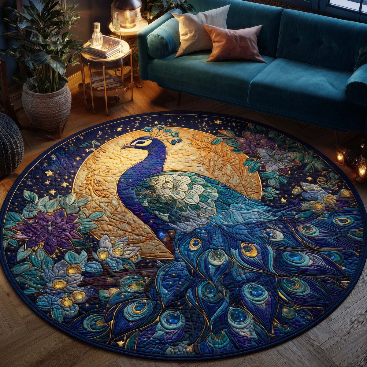 Starlit Bloom Round Mat Rug - washable non-slip printed rug
