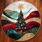 Starlit Evergreen Round Mat Rug - washable non-slip printed rug