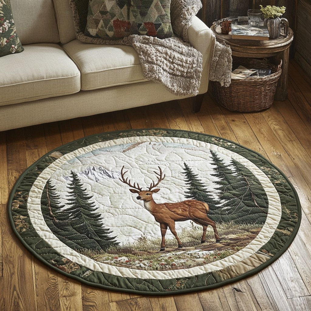 Starlit Stag Round Mat Rug - Nature Design | Serene Home Decor