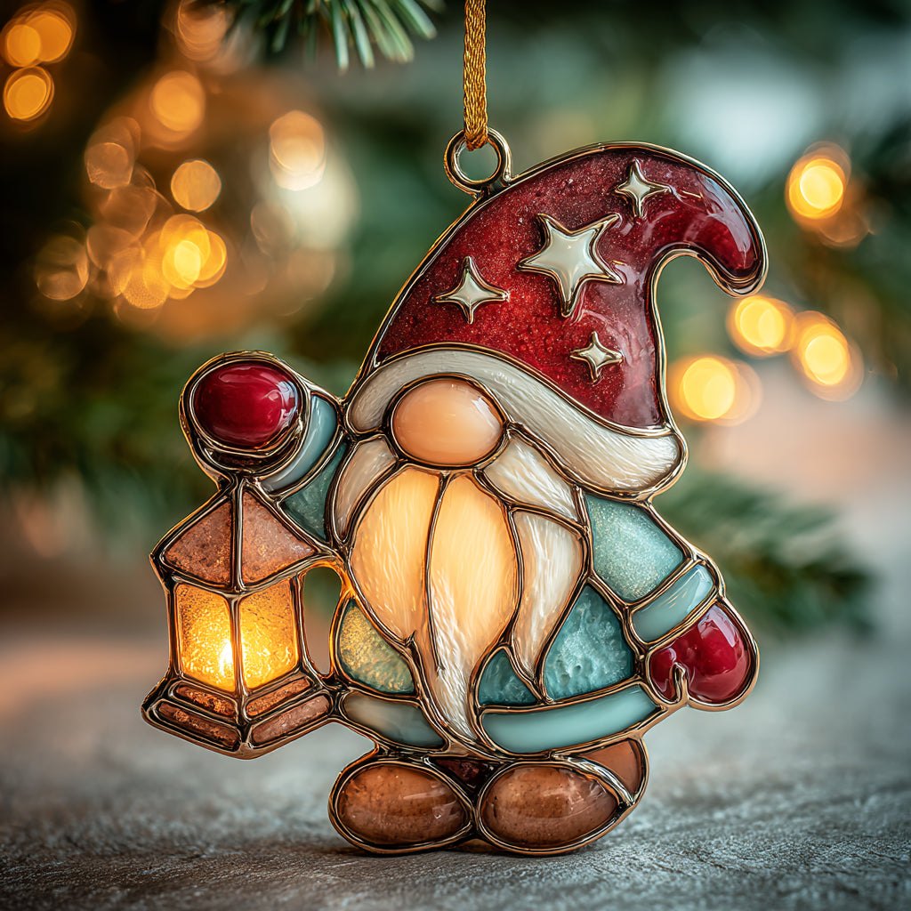 Starry Lantern Gnome Christmas Ornament